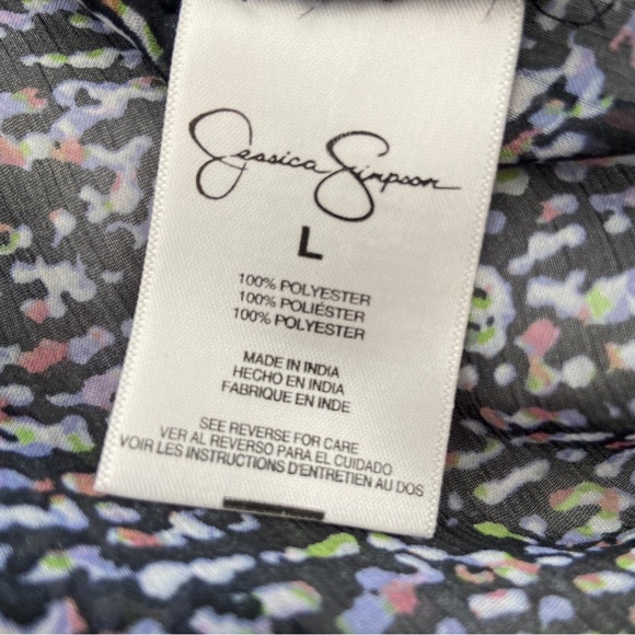 JESSICA SIMPSON MULTI COLOURED SHEER TOP/BLOUSE WITH LACE UP FRONT, SIZE LARGE - Picture 5 of 9